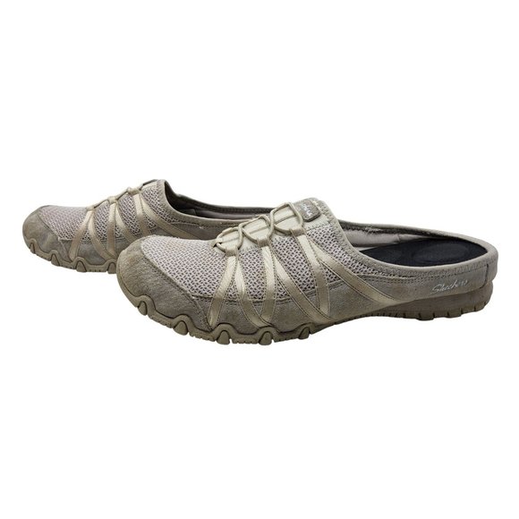 Skechers Womens Brushed Leather and Mesh Slide On Mules - Picture 4 of 7